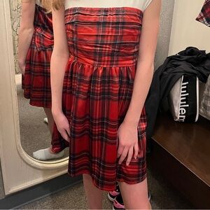 Strapless plaid dress
